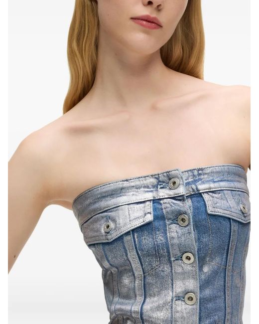 Karl Lagerfeld Blue Button-Fastening Top