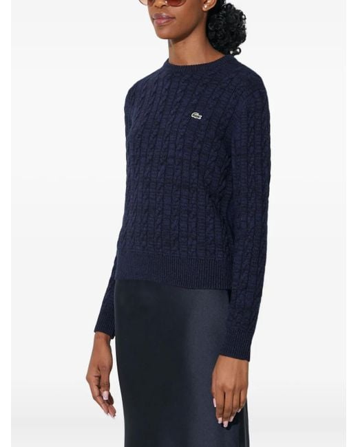 Lacoste Blue Cable-Knit Logo Sweater