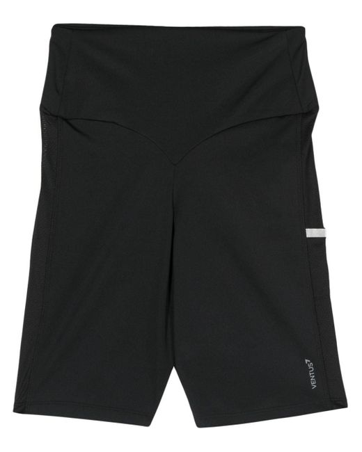 EA7 Black Logo-patch High-waist Shorts