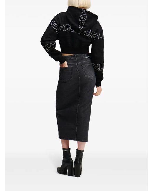 Karl Lagerfeld Black Jeans-Midirock Mit Reißverschluss