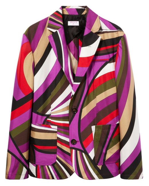 Emilio Pucci Pink Abstract-print Silk Blazer
