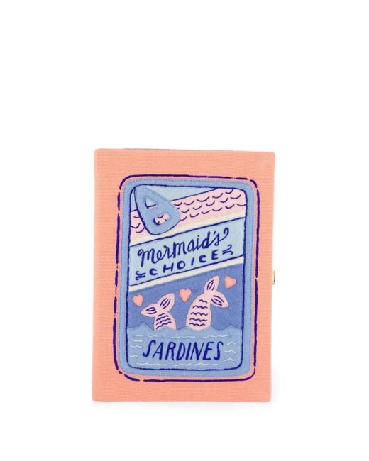 Olympia Le-Tan Blue Mermaid's Choice Embroidered Book Clutch Bag