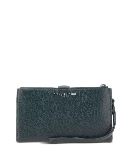 Gianni Chiarini Gray Dollaro Pebbled Leather Wallet