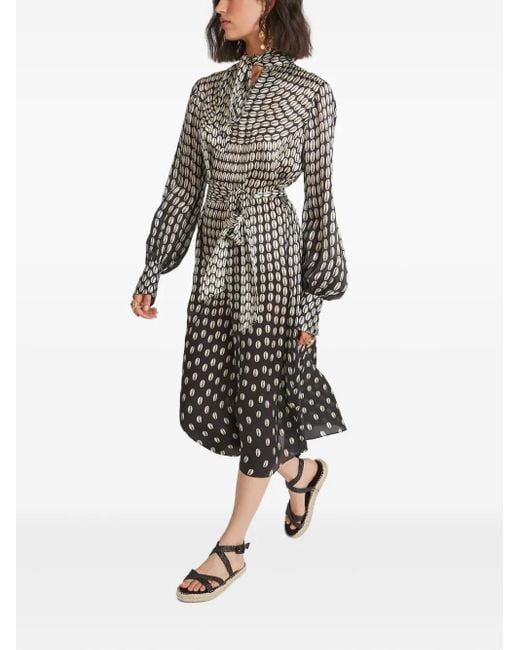 Temperley London Gray Cowrie Print Belted Dress