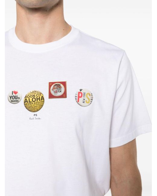 PS by Paul Smith T-Shirt aus Bio-Baumwolle mit Logo-Print in White für Herren