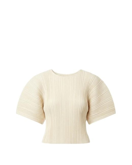 Issey Miyake Natural Pleated Short-Sleeve T-Shirt