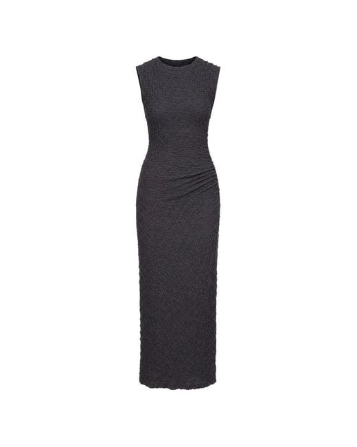 Vince Blue Textured Ruched Midi Dress