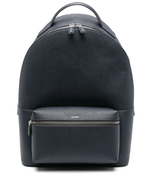 Sandro Blue Logo-Debossed Backpack for men