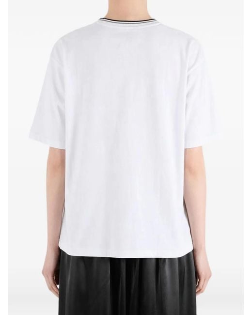 Y's Yohji Yamamoto White X New Era Logo-Embroidered Tipped T-Shirt