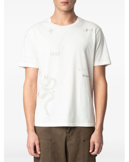 Zadig & Voltaire White Graphic-Print T-Shirt for men