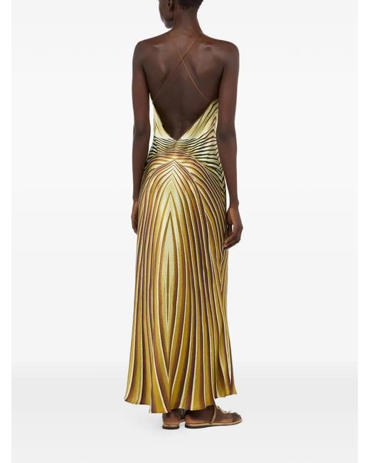 Roberto Cavalli Metallic Print Maxi Dress