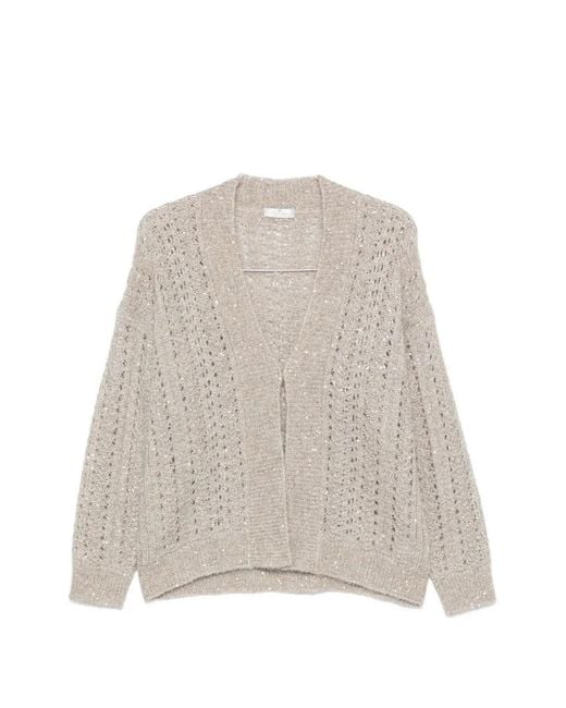 Panicale White Sequin-Embellished Open-Knit Cardigan