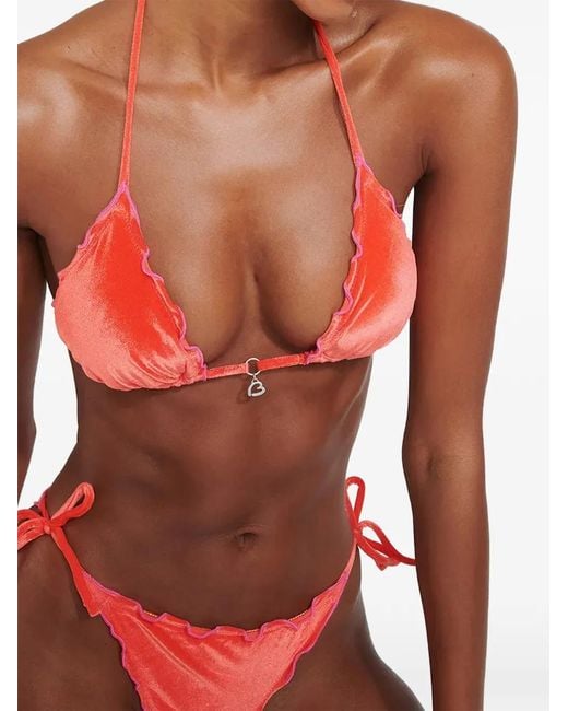 Banana Moon Red Ciroluma Neosun Ruffled Velvet Bikini