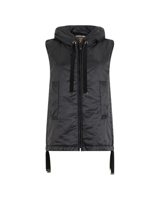 Max Mara Black Padded Hooded Gilet