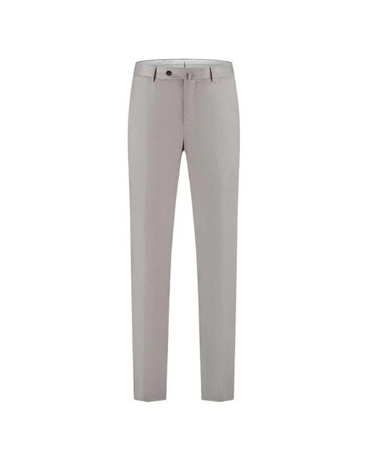 PT Torino Gray Button-Fly Pressed-Crease Trousers for men