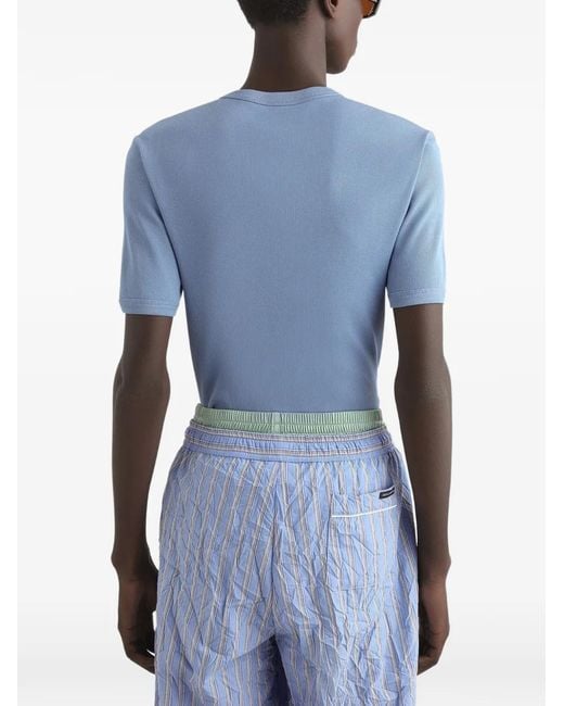 Dolce & Gabbana Blue Serafino Cotton T-Shirt for men