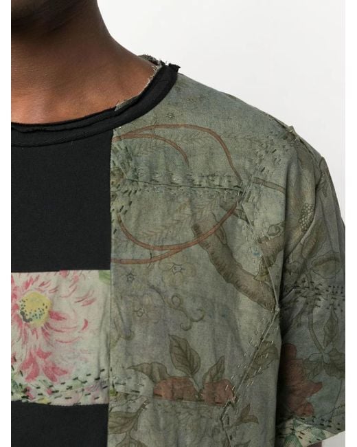 By Walid Black Patchy Two-Tone T-Shirt for men