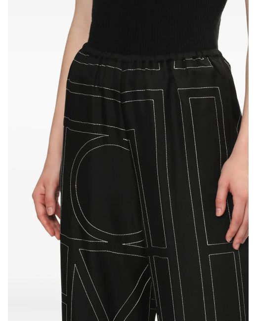 Totême  Black Geometrische Hose Mit Monogramm