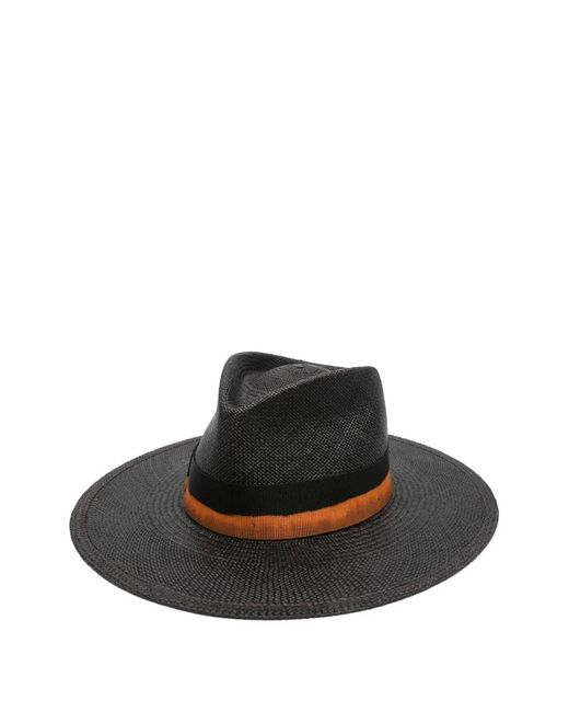 Borsalino レディース ブラック リボンディテール ストローフェドーラハット