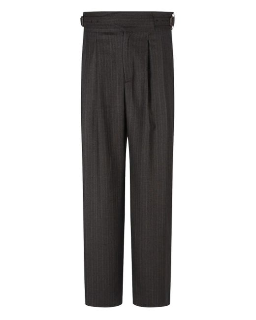 メンズ Emporio Armani Pinstripe-pattern Buckle Trousers Black