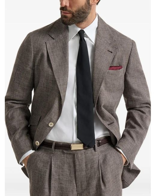 Brunello Cucinelli Gray Houndstooth Blazer for men