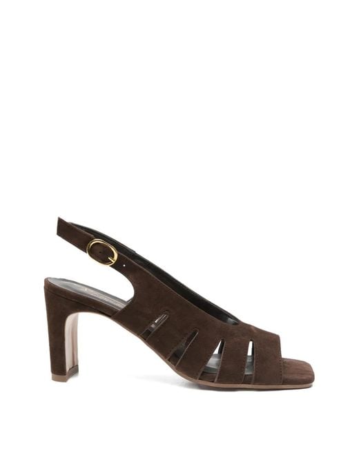 BIANCADI Brown Cutout-Detail Slingback Sandals