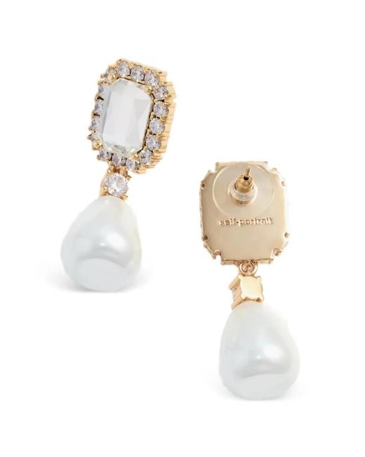 Self-Portrait White Crystal Pearl Drop Earrings