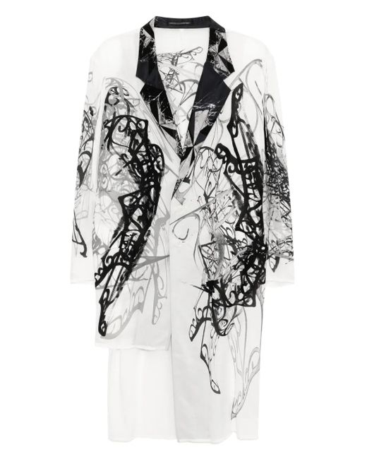 Abrigo con estampado gráfico Yohji Yamamoto de hombre de color White