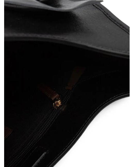 Pollini Black Amonet Flower-Appliqué Tote Bag
