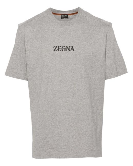 Zegna T-Shirt mit Logo-Print in Gray für Herren