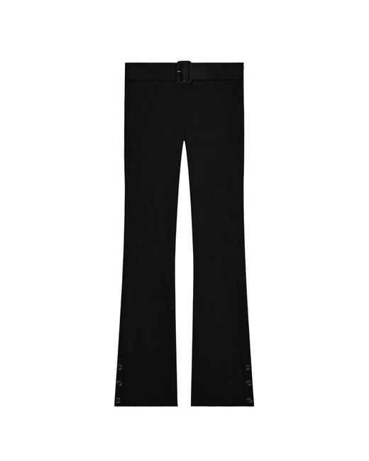 Courreges Black Gerippte Caprihose Mit Knöpfen