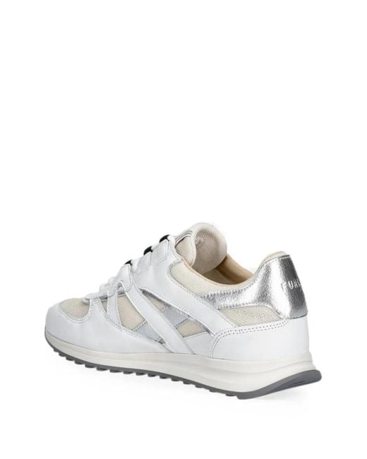 Furla White Retro Metallic-Effect Panelled Sneakers