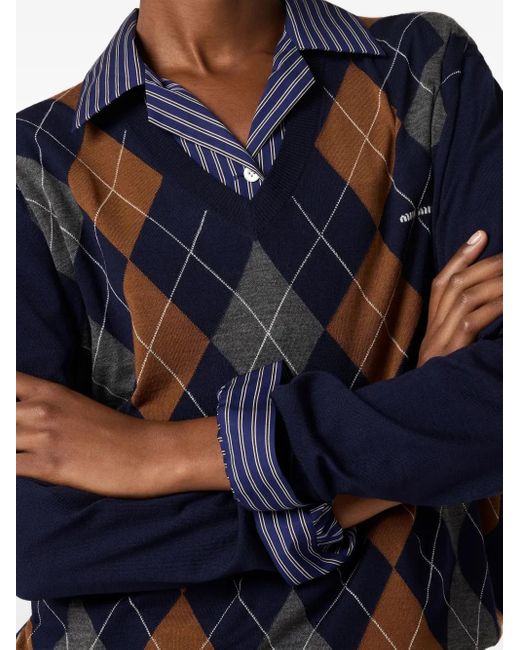 Jersey con motivo de rombos Miu Miu de color Blue