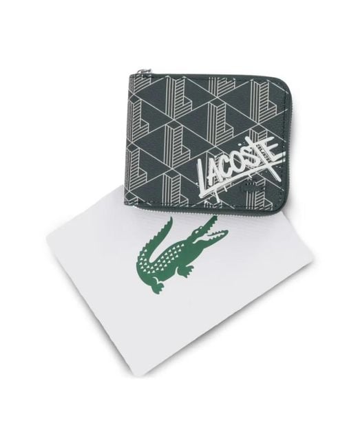 Lacoste Gray Monogram-Print Logo-Print Wallet for men