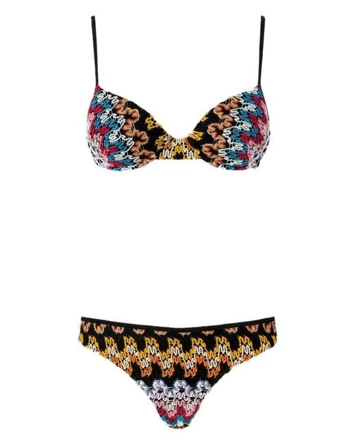 Missoni Multicolor Zigzag-knit Bikini Set