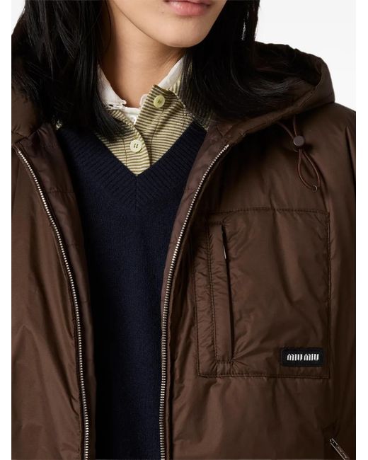 Miu Miu Brown Cropped Ripstop Down Jacket