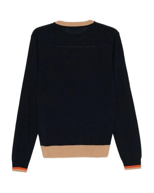 Manuel Ritz Blue Contrast-Trim Wool-Blend Sweater for men