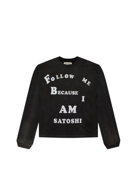Satoshi Nakamoto Black Logo-Print Long-Sleeve T-Shirt for men