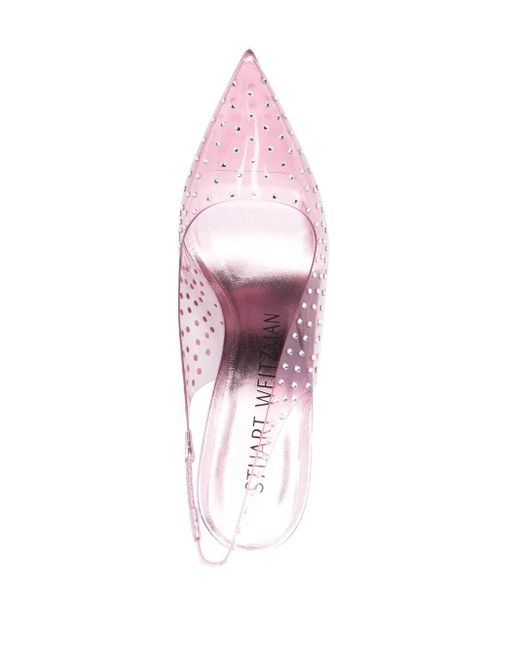 Stuart Weitzman Pink Crystal-Embellished Transparent Pumps