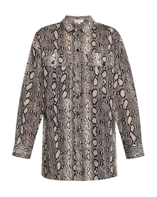 Camicia Con Stampa Effetto Pelle Di Serpente di MICHAEL Michael Kors in Gray
