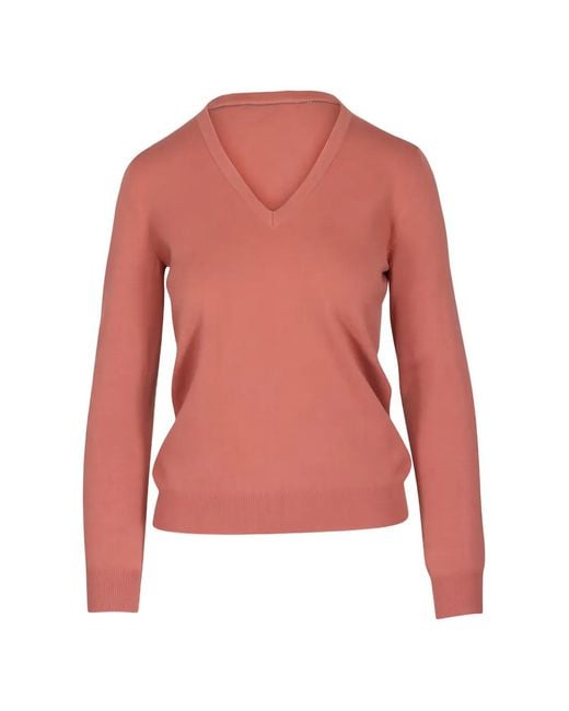 Brunello Cucinelli レディース レッド Vネック セーターの通販はau