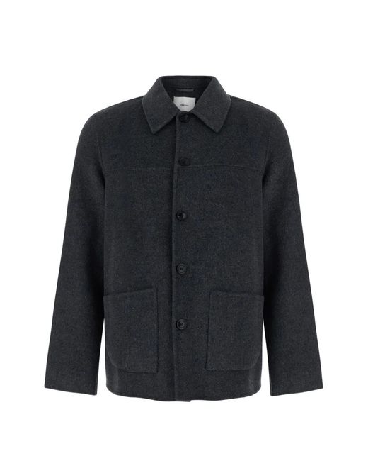 Grifoni Blue Button-Up Patch-Pocket Coat for men