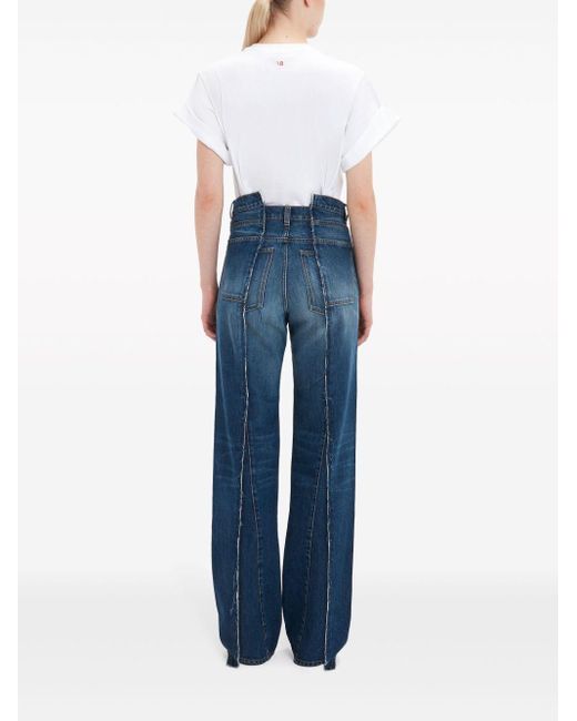 Jeans dritti asimmetrici di Victoria Beckham in Blue