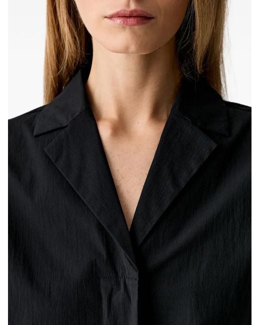 Marc O' Polo Black Notched-Collar Short-Sleeve Shirt