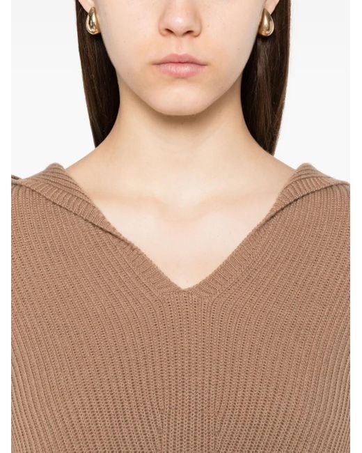Pull À Effet Usé À Capuche Max Mara en coloris Natural