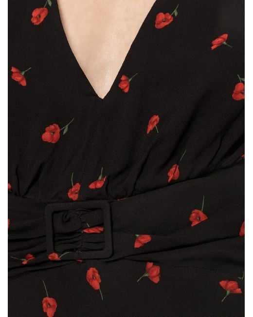 Nissa Black Printed Midi Dress