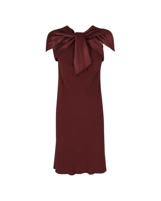 Alberta Ferretti Purple Midi Bow-Detail Silk-Satin Dress