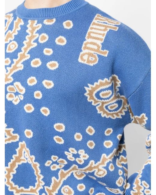 Rhude Pullover Mit Intarsien-Logo in Blue für Herren