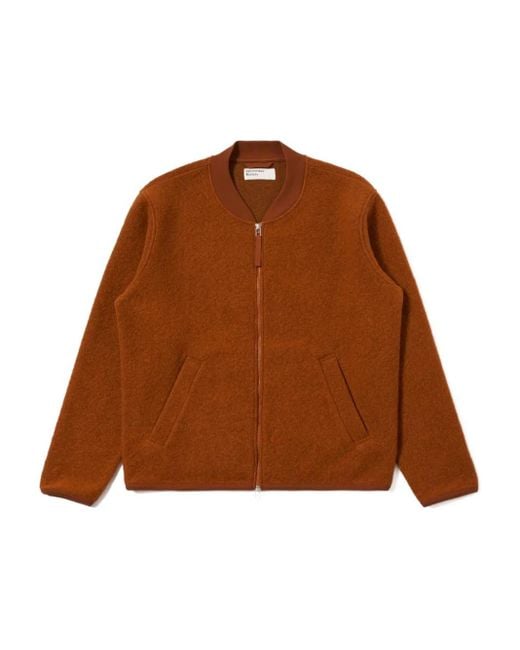 メンズ Universal Works ジップアップ ボンバージャケット Brown