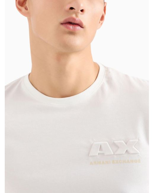 Armani Exchange White Logo-print Cotton T-shirt for men